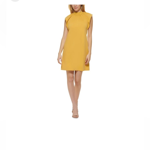 Calvin Klein Dresses & Skirts - Women’s Calvin Klein Yellow Lined Short Flutter Dress